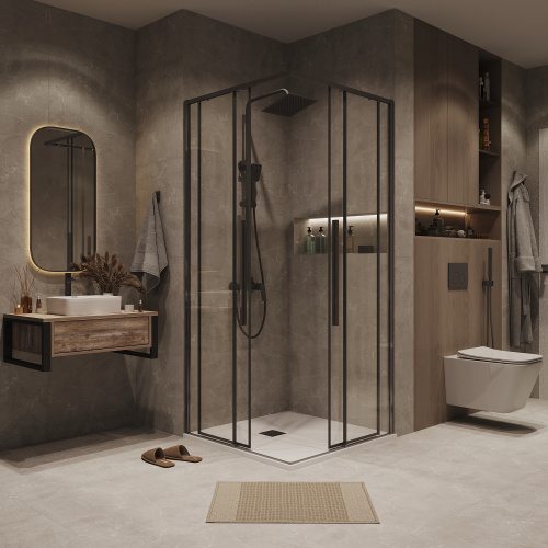 Душевая дверь Grossman Galaxy 1/2.K33.01.10.42.00 100х195 стекло прозрачное профиль графит - фото 5