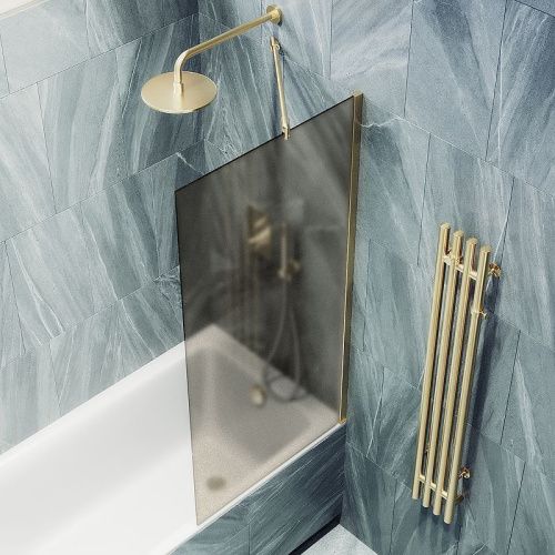 Душевая шторка на ванну Maybah Glass MGV-75-3ш 70х140 стекло тонированное профиль золото ориентация универсальная - фото 4