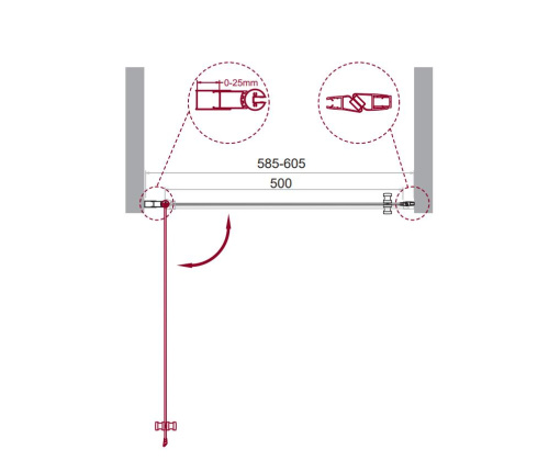 Душевая дверь BelBagno ETNA ETNA-B-1-60-C-Cr 60х195 стекло прозрачное профиль хром глянцевый - фото 2