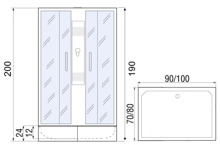 Душевая кабина River QUADRO 10000002984 90х70 прямоугольная без крыши ориентация универсальная