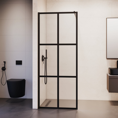 Душевая перегородка RGW Walk In 411011109-84 90х195 стекло с рисунком профиль черный - фото 3