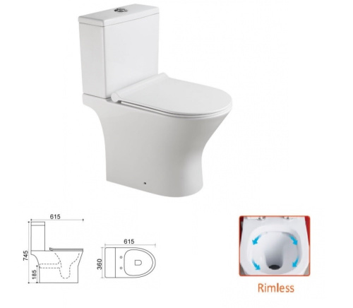 Унитаз-компакт напольный с бачком Stella Polar Ронда SP-00001877 белый с сиденьем микролифт безободковый смыв воронка-водоворот - фото 3