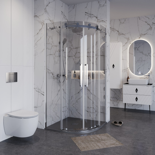 Душевой уголок Grossman Classic 301.K33.04.9090.10.00 90х90 стекло прозрачное профиль хром глянцевый без поддона - фото 3