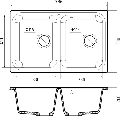 Кухонная мойка Granfest Standart S-780K черный 79х50 цвет черный поверхность матовая - фото 3