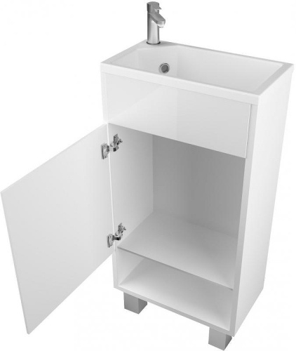 Тумба с раковиной 1MarKa Lira У85921 39х22х85 напольная цвет белый глянцевый - фото 3