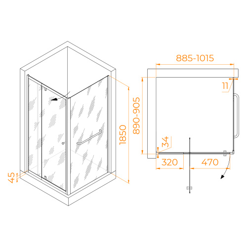Душевой уголок RGW Passage 410832199-011 90х90 стекло прозрачное профиль хром глянцевый без поддона - фото 2