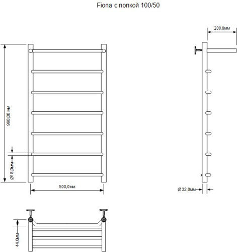Полотенцесушитель Aquanet Fiona 00282000 56х100 электрический хром - фото 2
