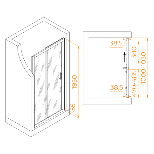 Душевая дверь RGW Passage 350801610-11 100х195 стекло прозрачное профиль хром глянцевый - фото 3