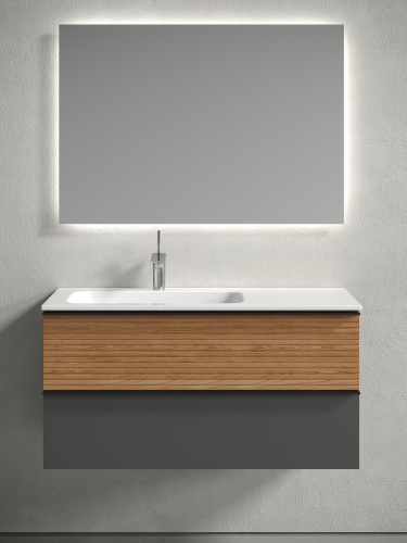 Тумба под раковину Sancos DELTA DL100LGR 100х45х50 подвесная цвет дуб красный/графит - фото 5