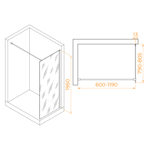 Душевая перегородка RGW Walk In 351001008-11 80х195 стекло прозрачное профиль хром глянцевый - фото 2