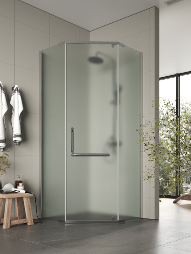 Душевой уголок Agger A03-090MCR/G 86х86 стекло матовое профиль хром глянцевый без поддона - фото 3