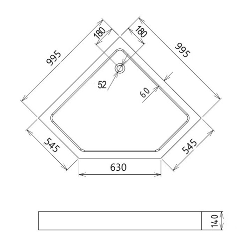 Душевой поддон Gemy ST11T 100х100 акрил белый с ножками и каркасом - фото 2