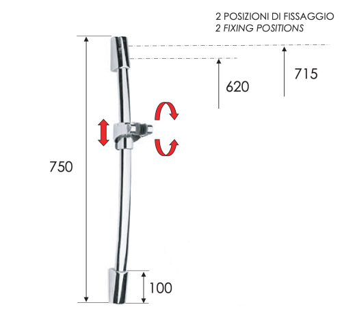 Душевая штанга Remer 313E настенная цвет хром - фото 2