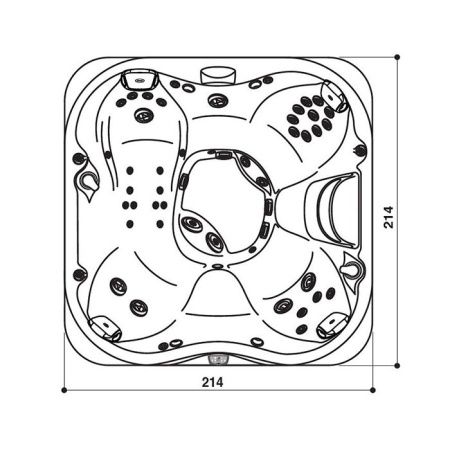 Минибассейн Jacuzzi J335 ZP76RY0EWM0 215х215 квадратный отдельностоящий ClearRay+Ozone, подсветка IR и Red, стереосистема