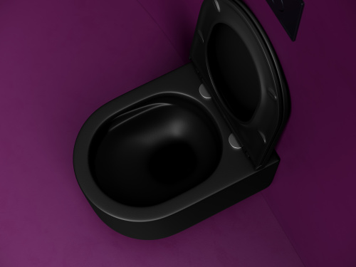 Унитаз подвесной Ceramica Nova ULMA CN4006TMB черный матовый с сиденьем микролифт безободковый смыв торнадо - фото 5