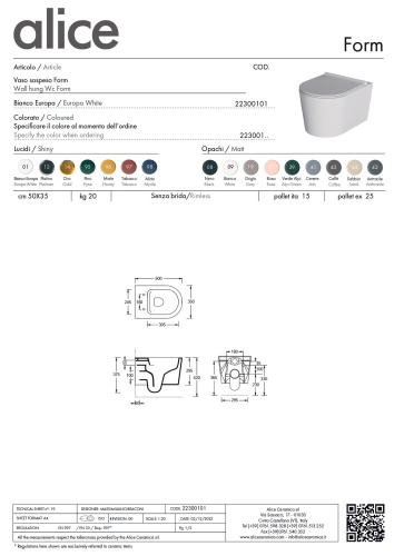 Чаша унитаза подвесная Alice Form 22300101 цвет белый глянцевый без сиденья безободковая - фото 4