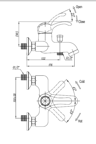 Смеситель Cezares LIRA-M LIRA-M-VDM1-02 настенный бронза - фото 2