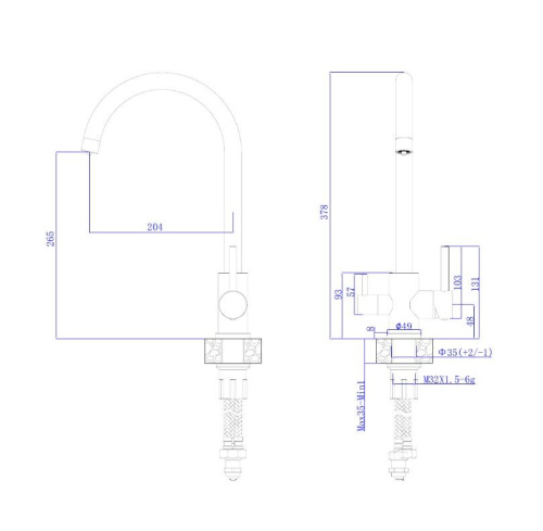 Смеситель для кухни   SUS9035-37Black на мойку черный - фото 2