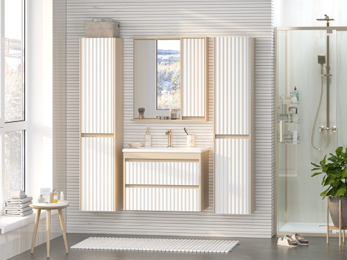 Шкаф-пенал Brevita Balaton BAL-05035-03Л 35х34х163 подвесной - фото 5