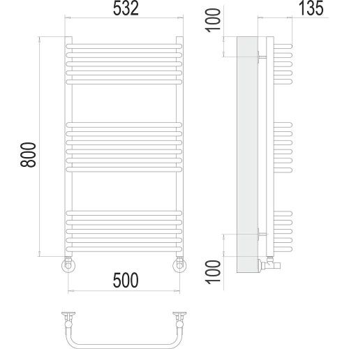 Полотенцесушитель Terminus 4670078529794 53х80 водяной хром - фото 3