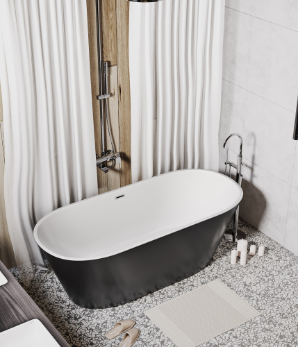 Ванна акриловая Grossman Forta GR-1503MB 170х75 отдельностоящая овальная с каркасом - фото 3