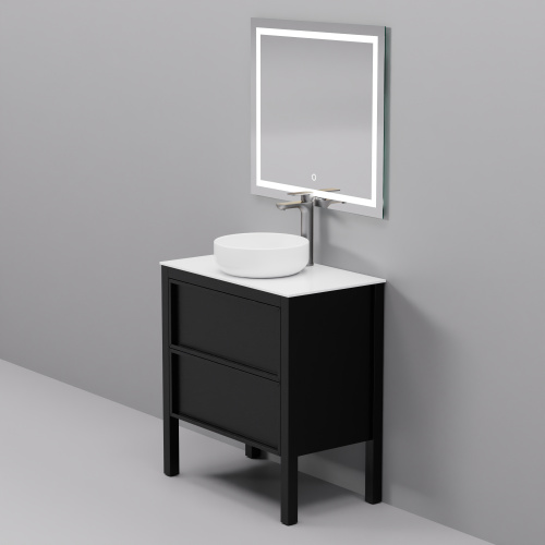 Тумба с раковиной+зеркало Art Decco Elisa (Элиса) AES08F78S3MF 80x45x85 напольная цвет черный дуб - фото 3