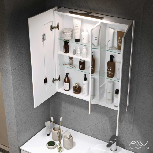 Зеркало-шкаф Alavann Cosmetic ALV0771001 75х15х80 подвесной цвет белый - фото 2