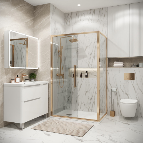 Душевой уголок Grossman Cosmo 120.K33.02.1390.32.00 130х90 стекло прозрачное профиль золото матовое без поддона - фото 5