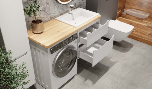 Столешница Jorno WOOD на стиральную машину Wood.06.122/LW 122х52 подвесная цвет светлое дерево - фото 4