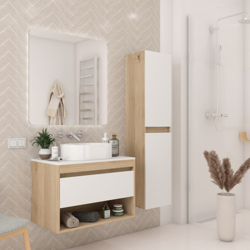 Тумба под раковину Teymi Ritta T60521 75х45х52 подвесная цвет дуб/белый - фото 5