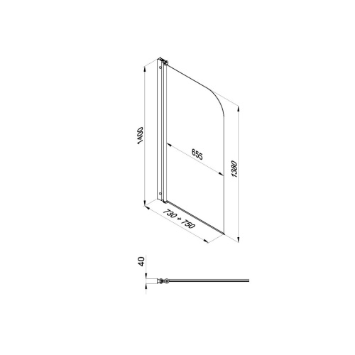 Душевая шторка на ванну Тритон Соло Щ0000038541 75х140 стекло прозрачное профиль хром ориентация универсальная - фото 2