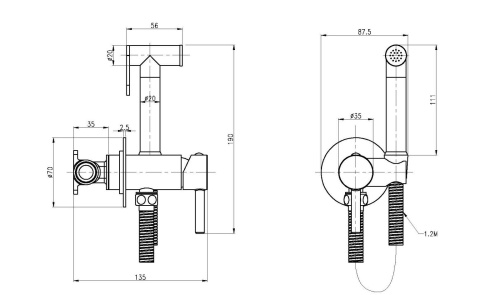 Гигиенический душ Cezares CZR CZR-SET-DA1-ID2-FMM120-01 хром - фото 2