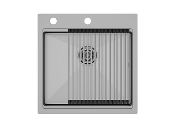 Кухонная мойка Paulmark PM705151-BS+R405-BS 51х51 цвет брашированная нержавеющая сталь поверхность матовая