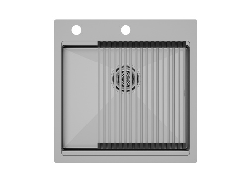 Кухонная мойка Paulmark PM705151-BS+R405-BS 51х51 цвет брашированная нержавеющая сталь поверхность матовая