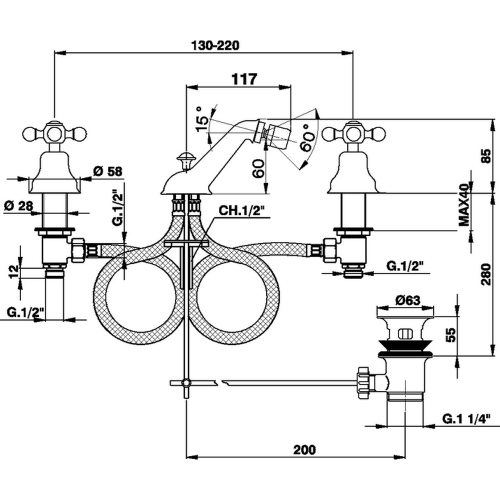 Смеситель Cisal Arcana Ceramic AC00122024 на биде золото - фото 2