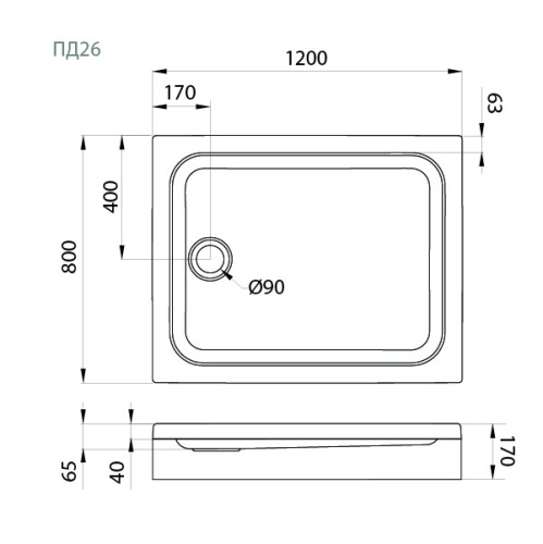 Душевой поддон Тритон Щ0000042952 120х80 акрил белый с каркасом - фото 2