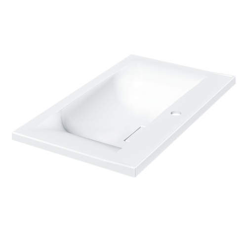 Раковина из искусственного камня Vincea VCB-3M750W 75х45 встраиваемая цвет белый 1 отверстие под смеситель - фото 4