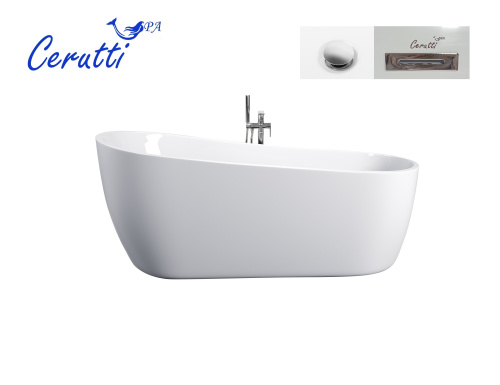 Ванна акриловая Cerutti SPA CT9127 170х75 отдельностоящая овальная с ножками - фото 4