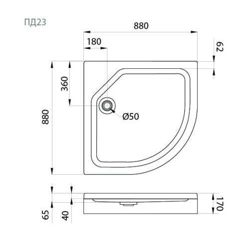 Душевой поддон Тритон Щ0000038721 88х88 акрил белый с каркасом - фото 2