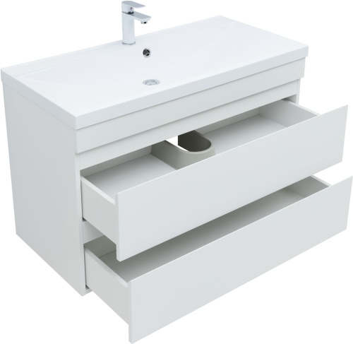 Тумба под раковину Aquanet Нота NEW 00335420 99х47х61 подвесная цвет белый - фото 2