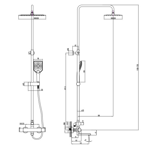 Душевая стойка LeMark Yeti LM7862C настенная с термостатом - фото 2