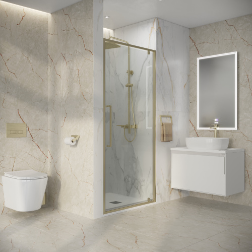 Душевая дверь Niagara Nova NG-45-10ASG 100х195 стекло прозрачное профиль золото брашированное - фото 5