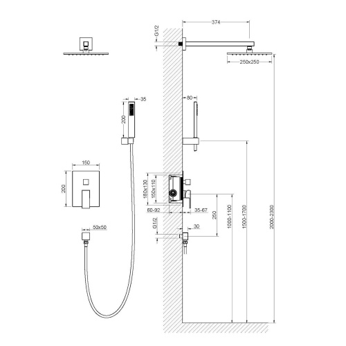 Душевая система Timo Selene SX-2039/17SM встраиваемая в стену - фото 2