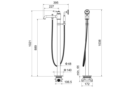 Смеситель Aquatek КЛАССИК AQ1545CR напольный хром - фото 4