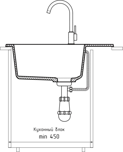 Кухонная мойка Granfest Rondo R-580L песочный 58х45 цвет бежевый поверхность матовая - фото 4