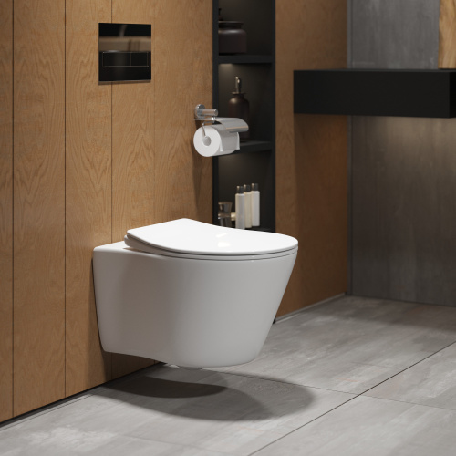 Унитаз подвесной Grossman Санфаянс GR-4459S белый глянцевый с сиденьем микролифт безободковый каскадный смыв - фото 4