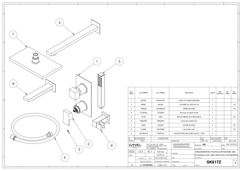 Душевая система Daniel Skyline SK617Z-DO встраиваемая цвет золото - фото 2