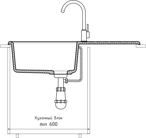 Кухонная мойка Granfest Quarz 53 серый 85х48 цвет серый поверхность матовая - фото 4