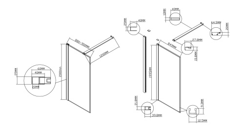 Душевая перегородка Vincea Walk in HS VSW-1HS900CLG 90х200 стекло прозрачное профиль золото брашированное - фото 4