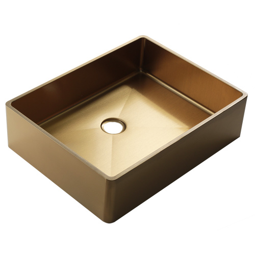 Раковина из нержавеющей стали Melana MLN-D4837G Castle 48х37 накладная цвет золото без отверстий под смеситель - фото 3